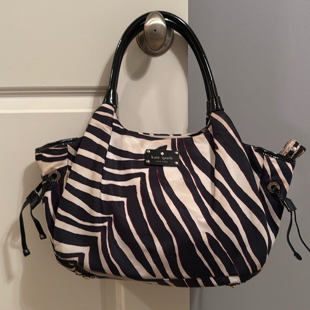 Kate Spade Nylon Cambridge Stevie Rare Zebra Striped Bag, blemishes in photos